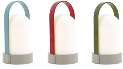 Remember Leuchten URI Piccolos, 3er Set, H 15 cm, Ø 8.5 cm, Kunststoff/Pulverbeschichtetes Metall – Tragbare Mini LED Designlampen im Set