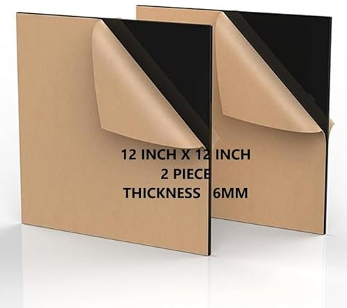 Acryl-Kunststoffplatte Acrylglas Zuschnitt Acrylicglasplatten Acrylglasplatte 305 mm x 305 mm, 1/4 dick, 5.5 mm, für Schilder, DIY-Projekte, Handwerk Plexiglas, für Schilder, (2er-Pack) Schwarz