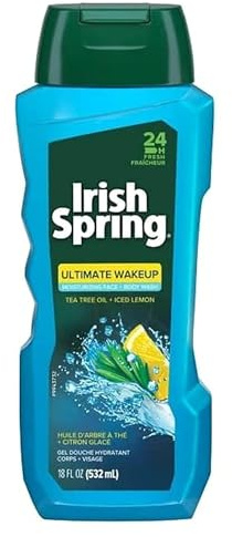 Irish Spring Ultimate Wake Up Tea Tree Face & Body Wash for Men, Moisturizing Body Wash Washes Away Bacteria - 18 Fl. Oz