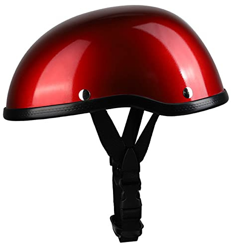 Motorcykel halv hjälm mössa retro öppen ansikte motorcykel hjälm vintage skalle mössa för skoter moped för män och kvinnor Street ECE/DOT certifierad (56-62cm),Red