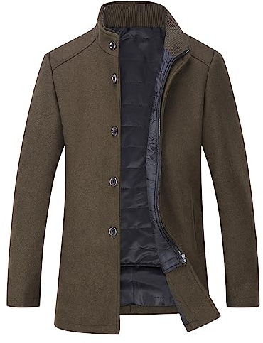 YOUTHUP Herren Wolle Mantel mit Steppweste Regular Fit Winter Wollmantel Outdoor Business Übergangsmantel Wintermantel, Braun, M