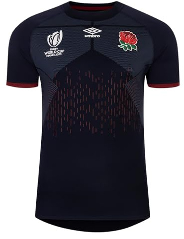 Umbro England Rugby-Weltmeisterschaft 2023 Kinder alternatives Replica Shirt Marineblau/Rot