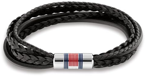 Tommy Hilfiger Jewelry Geflochtenes Lederarmband für Herren Schwarze Farbe - 2790426