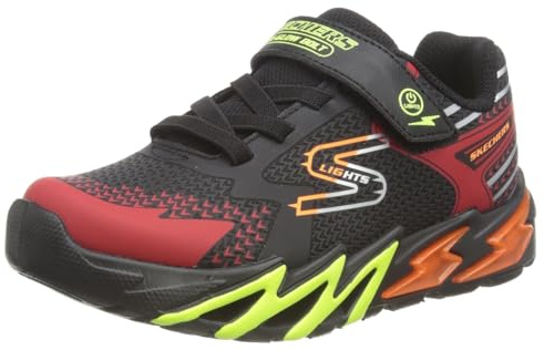 Skechers Flex-glow Bolt, Zapatos Deportivos Unisex niños, Black Synthetic Textile Red Orange Ye, 31 EU