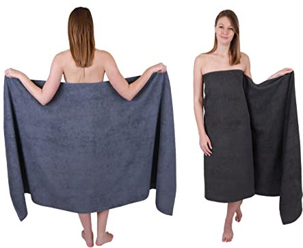 Betz Badetuch 2 Stück XXL 100x200 cm 100% Baumwolle – Weiches Frottee Saunatuch & Strandtuch – Pflegeleicht & saugstark – Berlin Serie – Farbe dunkelgrau - Graphit