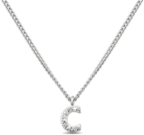 GD GOOD.designs EST. 2015 Chaîne avec lettres argent pour femmes I Collier à pendentifs initiaux doux pour la peau I Chaîne avec lettres en acier inoxydable argenté (C)