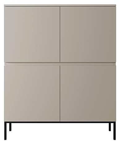 Selsey Kommode Schrank Aufbewahrungsschrank 100 cm 4 Türen 8 Fächer Beige Schwarze Beine Bemmi