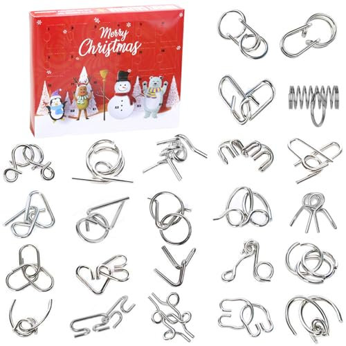 2023 Calendario de Adviento de Navidad, 24 unidades Mini Juegos de Rompecabezas para Niños y Adultos, juegos de paciencia, juego de habilidades para niños, juguete 3D, promueve la concentración (A)