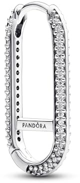 PANDORA ME Pendientes de aro con eslabón grande en plata de ley con circonitas cúbicas transparentes