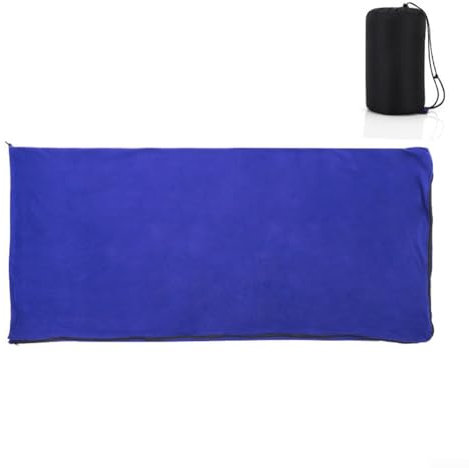 Camping Schlafsack Outdoor Ultraleicht Doppelseitige Fleece Schlafsack Tragbare Wandern Warme Decke Schlafsack Fleece Liner (Blau)