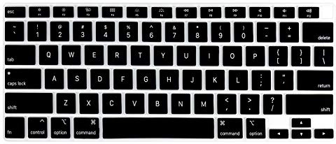 US English Layout Keyboard Cover Compatible with Old MacBook Air 13 (Model A2337/A2179, 2021 & 2020 Release, M1 Chip), Black Silicon Keyboard Protector Skin Film Membrane