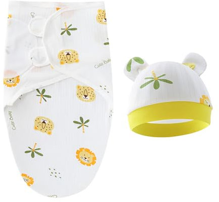 AUSYIWI Pucksack Baby 0–5 Monate, Baby Pucktuch für Neugeborenen Kleinkinder, Babyschlafsack mit Mütze, Wickeltuch für Säuglinge 100% Bio-Baumwolle Swaddle Decke (Weiß)