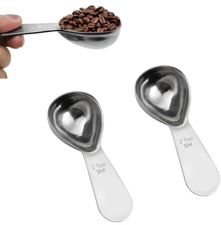 2 Cuillère à Mesurer Avec Manche Court, Cuillère à Café Doseuse, Cuillère à Mesurer le Café, Cuillère à Café Graduée, Cuillère à Mesurer le Café Inoxydable, pour Café, Sucre et Plus Encore