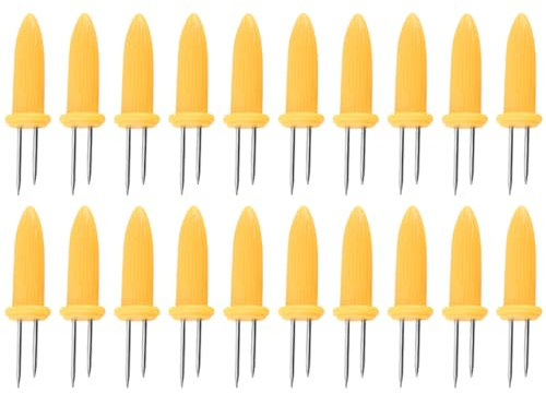 TNSRAY 20 Stück Maiskolbenspieße, Mais-Gabel, rostfrei - Wiederverwendbare Maisspieße, Maiskolbenhalter Grillzubehör Edelstahl Maishalter Maiskolben Nadel Schaschlikspieße Food Fruit Forks Outdoor