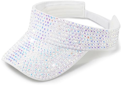 MESU Womens Bling Rhinestone Sport Sun Visor Hats Adjustable Summer Cap