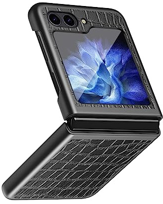 COQUE Étui pour Galaxy Z Flip 6 Cover, Motif Cuir de Crocodile, Mince en PC de Style Tout Compris, étui pour téléphone Portable Pliable à 180˚ pour Samsung Galaxy Z Flip 6 5G-Noir