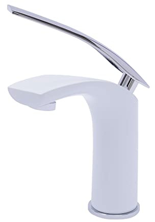 Wasserhahn Badarmatur Waschtischarmatur Waschtisch Einhebelmischer Waschbecken Badarmatur Weiss Badarmaturen, für Waschbecken Badezimmer Bad, Weiß