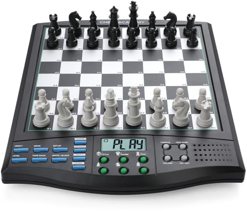 Talking Chess Academy Electronic Chess Board, Smart Chess Board with Voice Teaching System, Computer Chess Game with Strong Magnetic Pieces, 1-2 Player, Electronic Chess Set - Simple Portable Travel