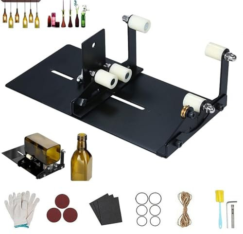 Taglierina per bottiglie di vetro， Kit di tagliabottiglie in vetro regolabile da 19 pezzi, for tagliare bottiglie di varie dimensioni e forme: bottiglie rotonde, quadrate, ovali e colli di bottiglia,