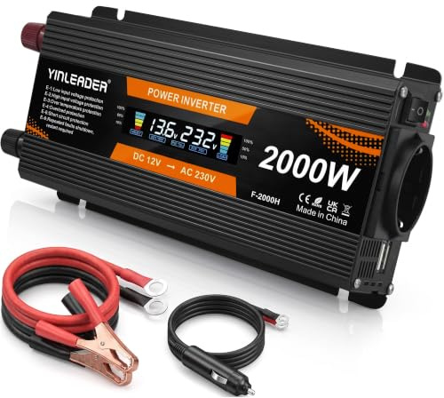 Yinleader Inverter da 1000 W, da 12 V a 230 V, con 2 USB