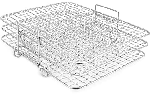ANKROYU 3 Tier Cooling Rack, Stainless Steel Wire Air Fryer Multi Tier Rack, 3 Tier Square Grill Food, Rustproof Cooling Roasting Rack for Fryer Oven Parts