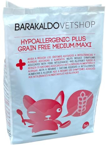 BVS Vet Shop | Diet Medium/Maxi Hypoallergenic Plus Grain Free para Perros | para síntomas de intolerancias y alergias asociadas a Alimentos | Razas Medianas y Grandes | 3 kg