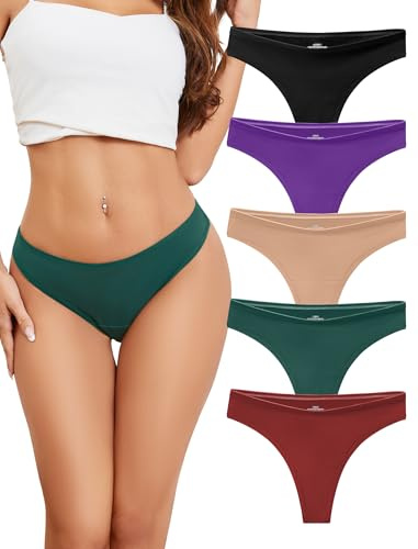 Voenxe Bomull Stringtrosor Dam,Kvinnliga Trosor String Sexiga,Damer Andetagbar UnderkläDer,Cotton Thongs for Women Underwear,Brasilian Tangas Panties Flerpack 5st
