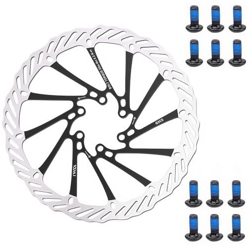 YBEKI Cykelbromsskiva 160 mm 180 mm 203 mm 2 stycken rostfria cykelbromsskivor för vägcykel, mountainbike, MTB, BMX (svart, 180 mm)
