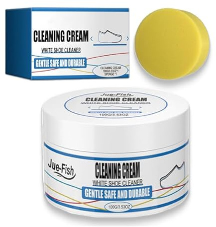 Turbowhite Cream Nexa for Shoes, Nexa White Shoe Cleaner, Weiße Schuhreinigungspaste, Multifunktionaler Sneaker-Reiniger mit Schwamm, Weißer Schuhreiniger Set für Sneaker und Schuhe, 260g