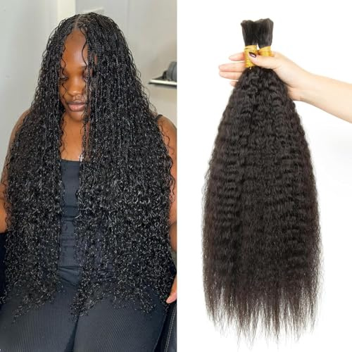 Kinky Lot de 2 extensions de cheveux ondulés et mouillés pour cheveux humains en vrac Marron 100 g