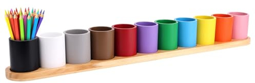 Diegimr Buntstifthalter aus Holz, Buntstifthalter aus Holz | für Den Schreibtisch mit 11 Beweglichen Fächern Stiftebecherhalter für Kinderschreibtisch Büro Zuhause Schulbedarf