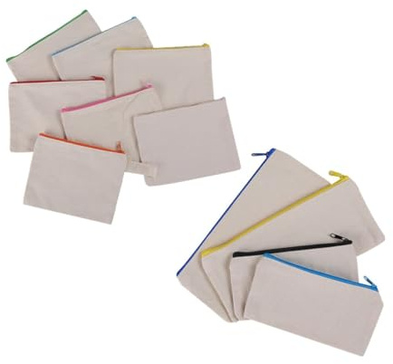 SEWACC 10stücke Baumwolltasche mit Reißverschluss Großes Fassungsvermögen Leicht und Waschbar für Stifte Kosmetik und Reisebedarf Zufällige Farbe