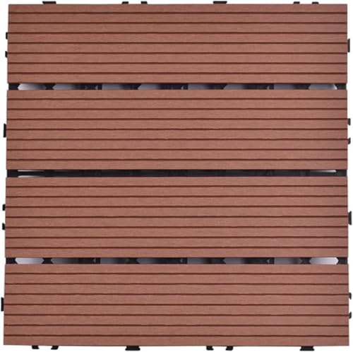 1 Uds. Baldosa de Patio exterior suelo entrelazado patrón de celosía Patio trasero porche césped suelo de invernadero(Mahogany)