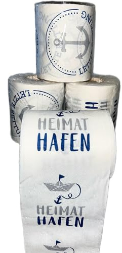 Maritimes Toilettenpapier Set, 3 Rollen, 2-lagig, mit Anker-Motiven und Sprüchen