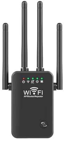 WiFi Extenders Signal Booster 2.4G Wireless Internet Repeater 300Mbps 4 Antenna Long Range With Ethernet Port For Home Wider Coverage(Black)