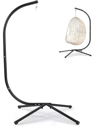 LEADZM Hängesesselgestell, Bis 180kg, Hängesessel Gestell mit Haken, 128 x 104 x 315 cm für Hängestuhl, sitzständer für Balkon, Terrasse, Garten