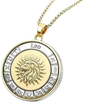 Leo Necklace Horoscope Gifts for Women Men, 18K Gold Silver Plated Tarnish Free Zodiac Pendant Necklaces, Constellation Necklace Ready-To-Gift for Wife Husband Girlfriend Boyfriend Mom Daughter Birthday Christmas Valentine Anniversary