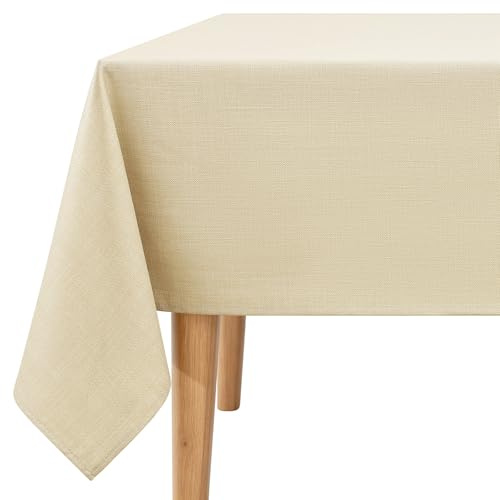 Homaxy 140x100 cm Rectangle Faux Linen Table Cloth, Beige