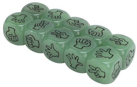 Rengue Dadi Decisionali Che Si Illuminano Al Buio, Set di 10 Dadi in Plastica, Carta Sasso, Forbici per Indovinare le, 10 Pezzi, 20 X 20 X 20 Mm, Leggeri a 6 Lati, per Giochi di Viaggio in Aula