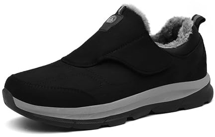 Generisch Zapatos térmicos de invierno que se deslizan hacia adentro, extra anchos, ajuste cómodo, zapatillas informales antideslizantes con suela interior suave acolchada para todo el día