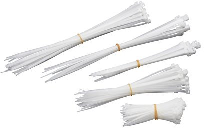 Meister Kabelbinder-Sortiment 250-teilig - weiß - Verschiedene Größen - 100 / 200 / 300 mm - Stabiles Nylon - Formbeständig / Kabelbinder-Set für Bündelgut / Kabelverbinder / 1746650