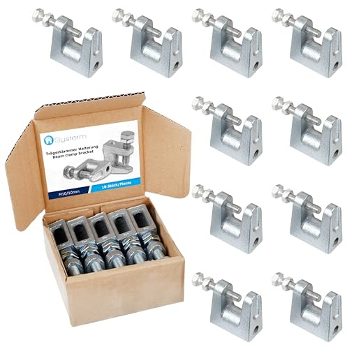 SYSTERM Trägerklammer Halterung aus verzinktem Stahl für Lüftung und andere Systeme. M6 (6mm), M8 (8mm), M10 (10mm). Set von 10 Stück. (Schraubengröße M10-10mm)