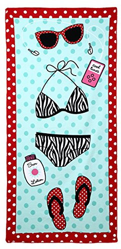 Beach Towels Extra Large Bath Towel Microfibre 150 x 70CM for Women and Girls Great for Swim Spa Travel Yoga Sunbed Cover Green Bikini Print