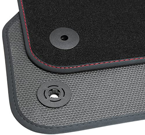 teileplus24 BGF463 Ganzjahres-Fußmatten kompatibel mit Mercedes C-Klasse W205 / S205 2014-2021 Wasserdicht, Naht:Rot