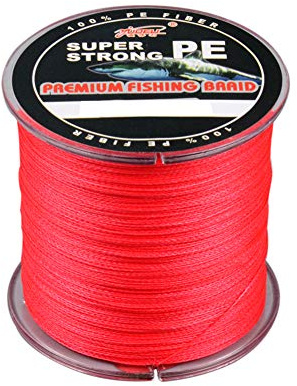 YFCH 300m 4 Hilos Sedal de Pesca Trenzado Línea Trenzada Pesca Hilo Trenzado de Pesca, Polietileno, Súper Fuerte y Resistente, para Agua Dulce y Salada,Rojo,3.5# /0.30mm/ 20.8kg