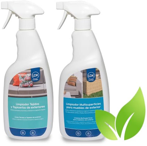 Pack Ecológico PROFESIONAL Limpia Multisuperficies y Textil de Exterior| Limpia suciedad y Restaura tejido | 2 envases de 750cc cada uno | Tapicerías, parasoles, plásticos, piedra | Limpieza LOLAhome