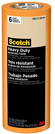 Scotch Heavy Duty Painter's Tape, 6 Rolls, 1.88 in x 60.1 yd, for Use On Vinyl, Carpet, Metal, & Plastic, Indoor & Outdoor Masking Tape, Bonds Aggressively, 3-Day Clean Removal (2020+-48EP6)