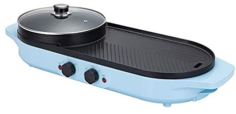 HIZQ Barbacoa Eléctrica Portátil, Sartén De Barbacoa Multifuncional Para Hogar Barbacoa De Doble Propósito Olla Caliente Grill Parrilla Gran Capacidad, Para Interior,B