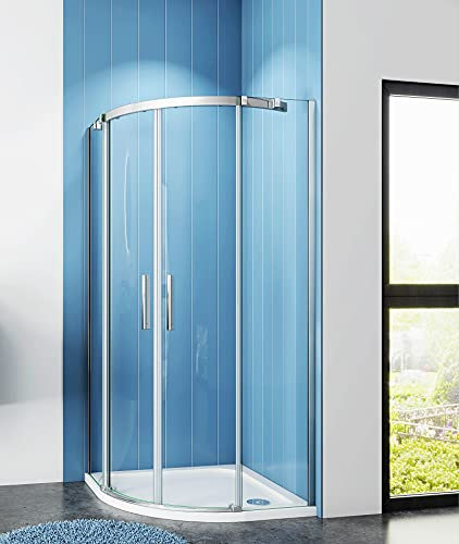Aica Sanitär Duschkabine 90x90cm Runddusche Duschabtrennung Rundduschkabine Viertelkreis Duschtür Dushce H195cm