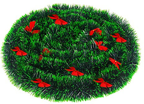 VEYLIN Guirlande de Noël de 10 m avec nœud décoratif pour cheminée, escaliers, rampes d'escalier d'intérieur ou d'extérieur décoration de sapin de Noël